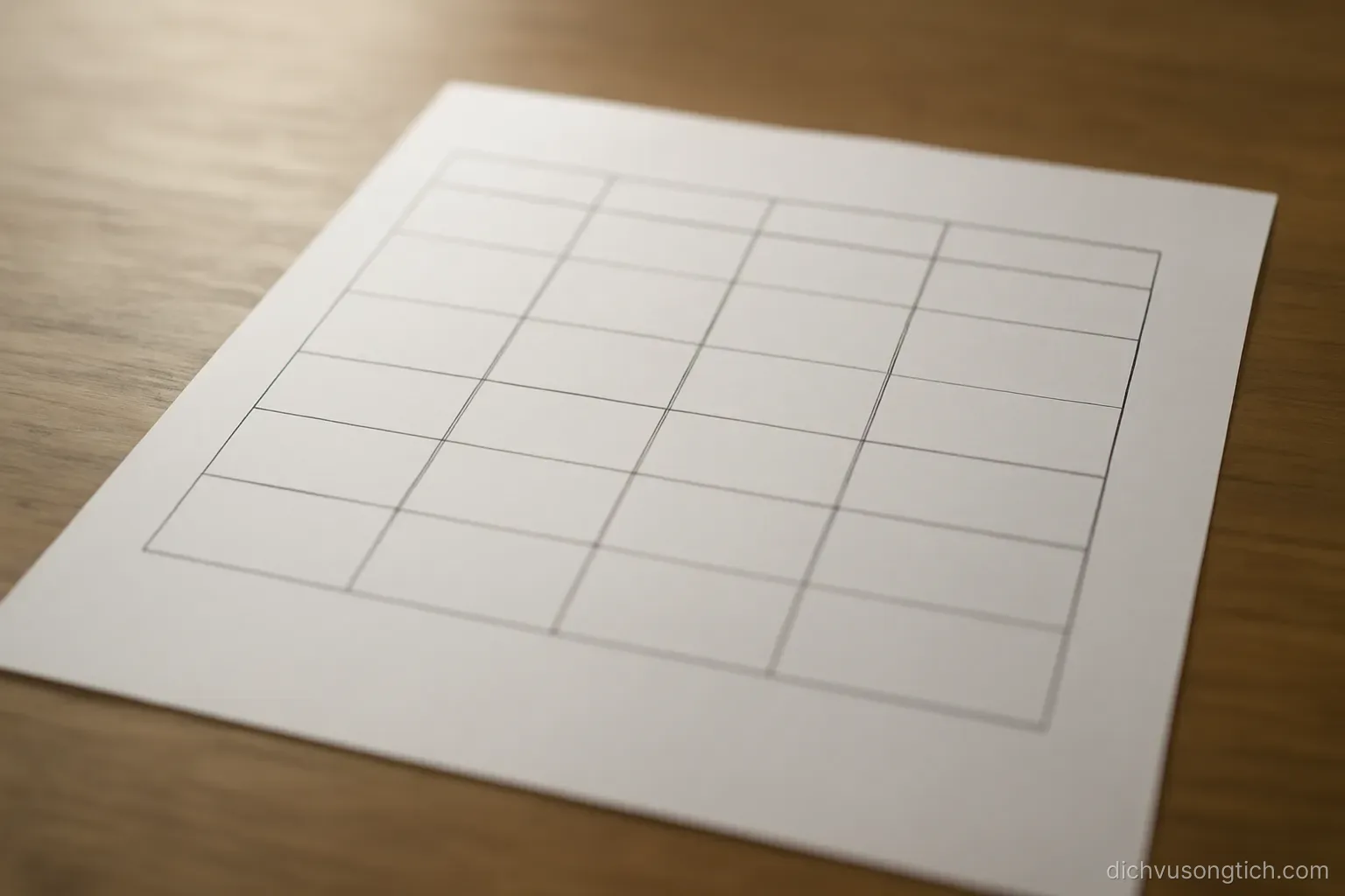 a simple table drawn on paper with four column headings and several empty rows beneath