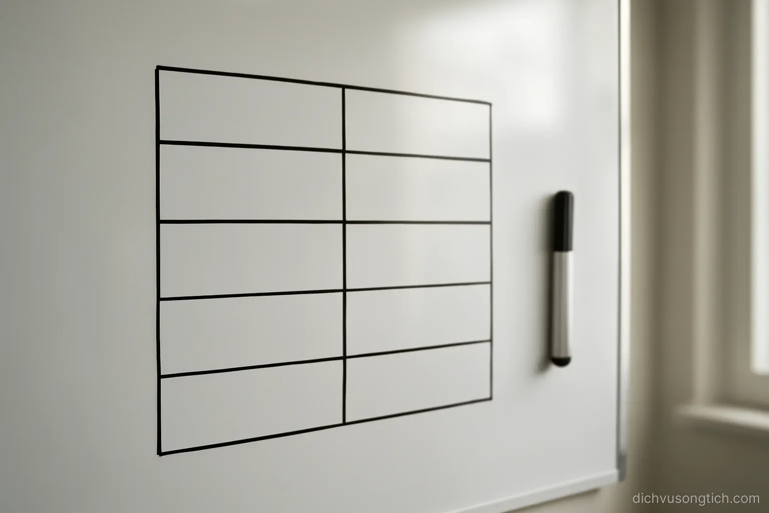 a table drawn on a whiteboard with two columns of items and a line separating them
