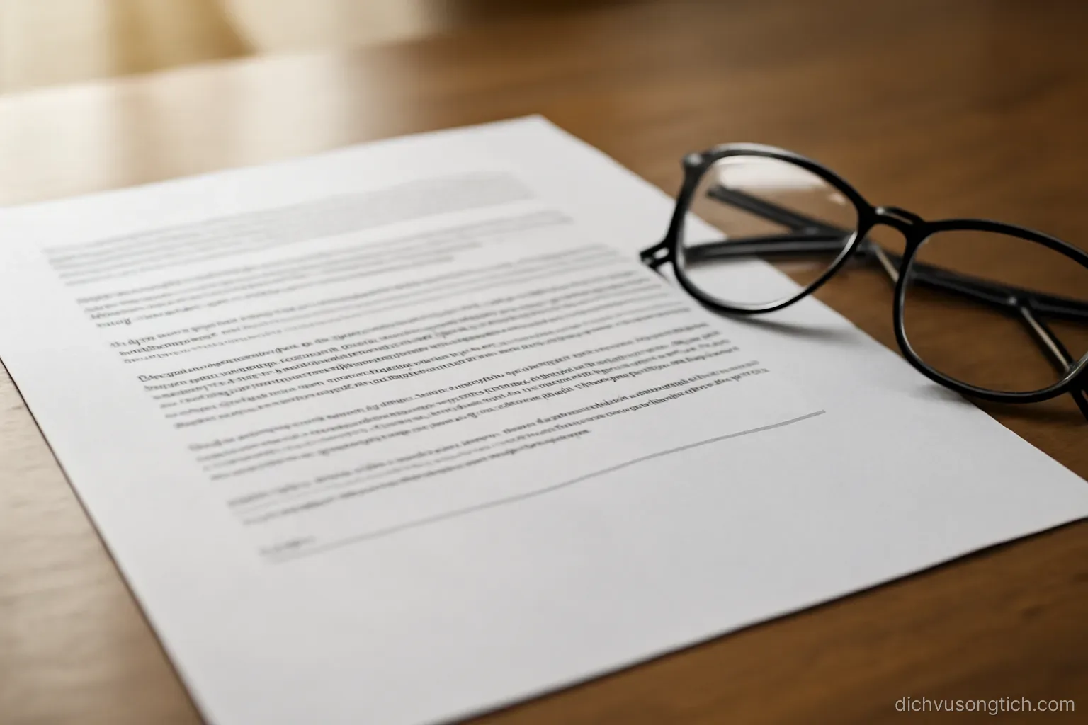 a contract page on a desk with one paragraph underlined in pencil, reading glasses folded beside it